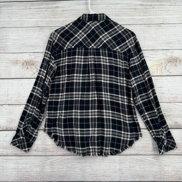 Rails Super Soft Pearl Snap Plaid Flannel Shirt Womens Medium Black White - Picture 2 of 13
